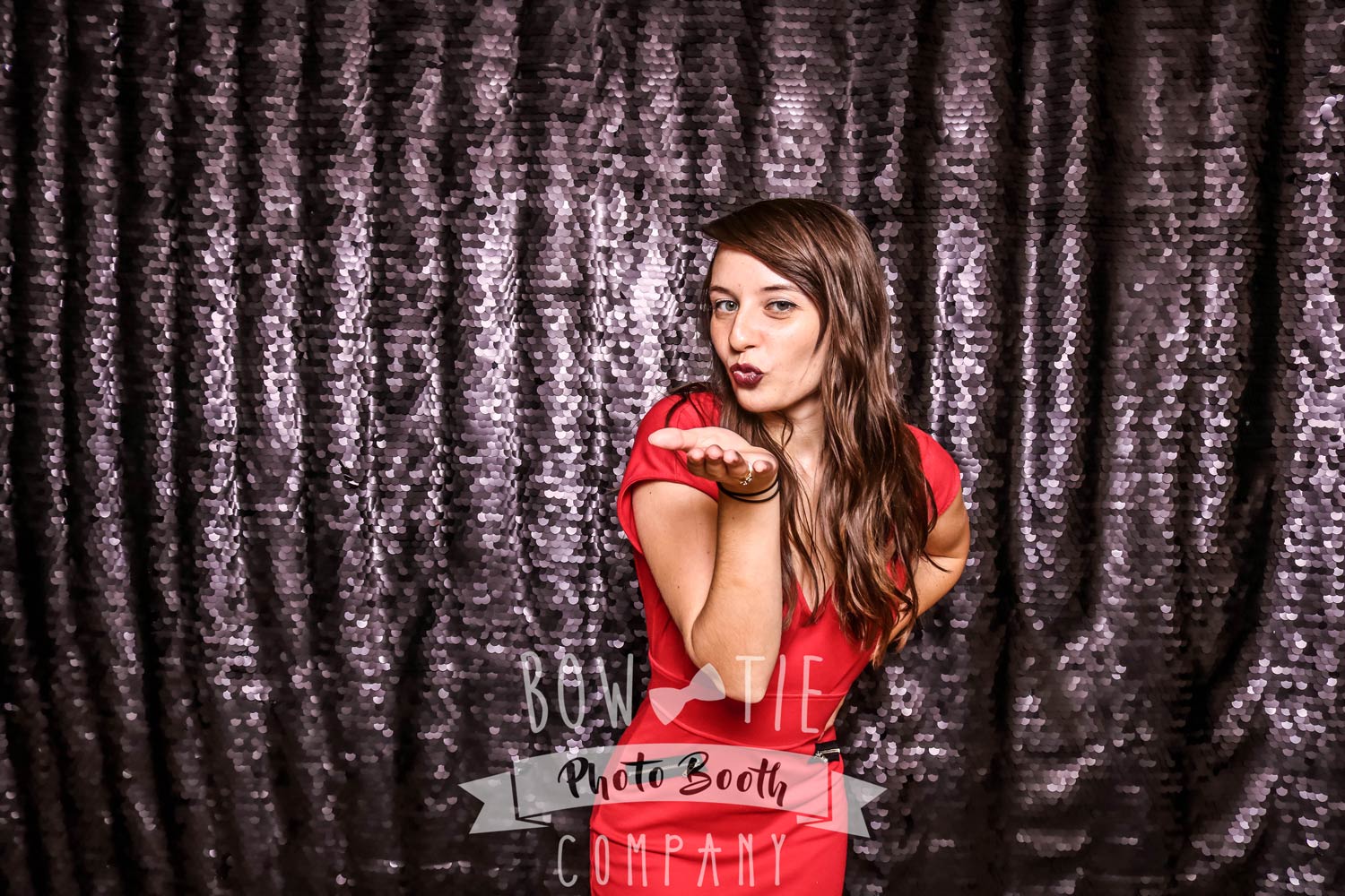 Photo Booth Rental with Black Sequin Backdrop