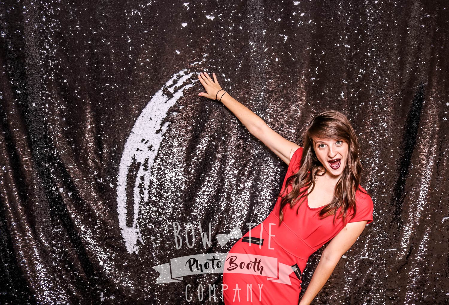 White and Black Sequin Backdrop for Buffalo Photo Booth Rental
