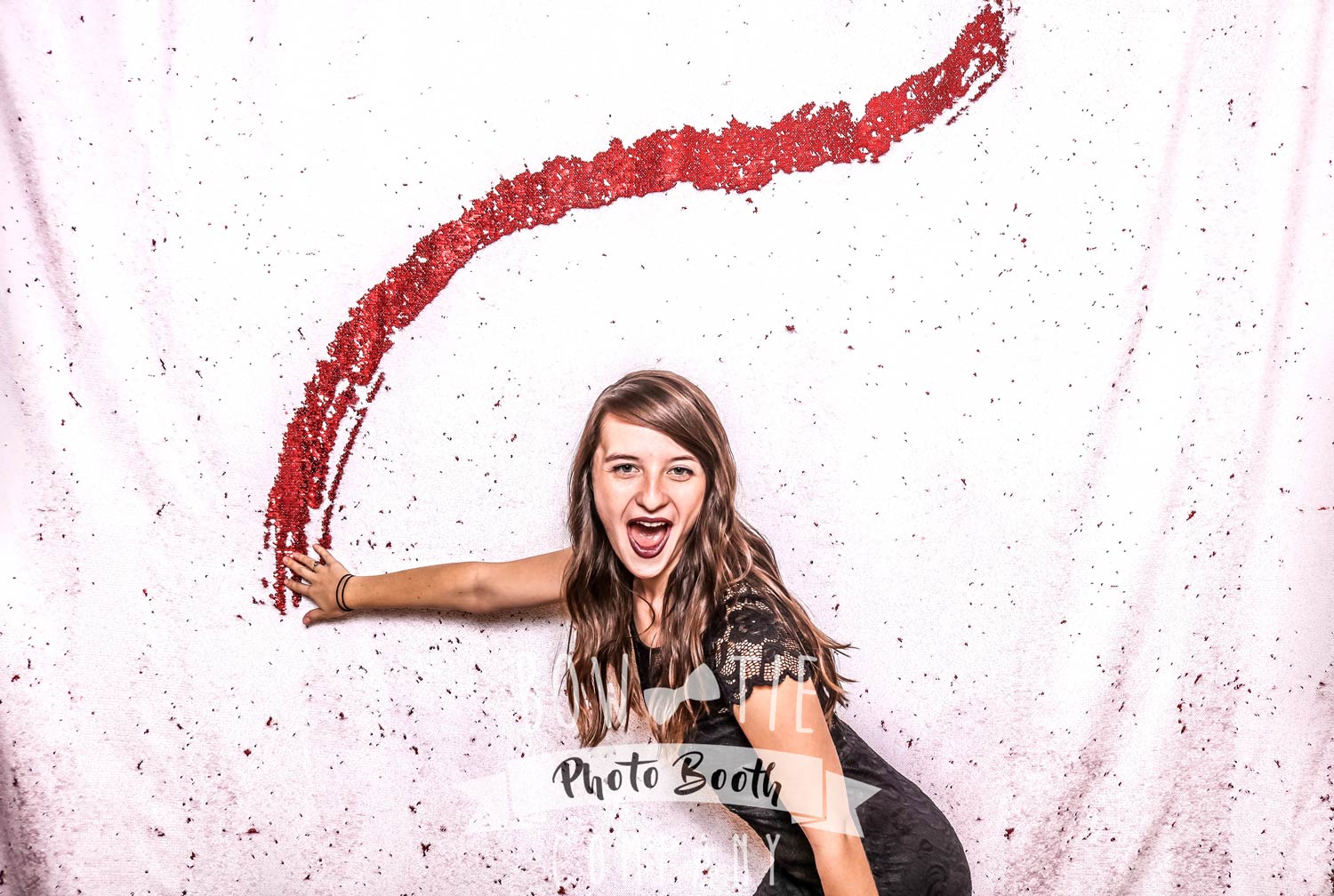 White and red sequin backdrop for Buffalo Photo Booth Events